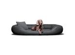 Tierlando ® Orthopädisches Hundebett Sammy VISCO | Kunstleder - High-Tech-Velours schwarz/ graphit 1,4 m, 30 cm, 1,05 m