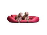Tierlando ® Orthopädisches Hundebett SAMMY | Pflegeleichtes Kunstleder | L-XXXXL dunkelrot 1,4 m, 30 cm, 1,05 m