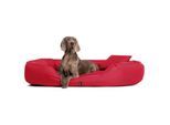 Tierlando ® Orthopädisches Hundebett SAMMY | Robuster Polyester | Dicke Umrandung dunkelrot 1,4 m, 30 cm, 1,05 m