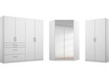 Schrank-Set RAUCH "Kleiderschrank Schrank Garderobe Garderobenschrank Eckschrank HOMBURG", weiß (alpinweiß, hochglanz weiß), B:298cm H:197cm T:208cm, Holzwerkstoff, Kastenmöbel-Sets, viel Stauraum, oberer Schubkasten mit Einteilung MADE IN GERMANY