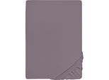Spannbettlaken BIBERNA "Samy", grau (silbergrau), 1 Stk., Jersey-Elasthan, 90-100x190-220 12cm, Jersey-Elasthan, Obermaterial: 95% Baumwolle, 5% Elasthan, Bettlaken, Spannbettlaken, hochwertiges Jersey-Elasthan für Topper geeignet
