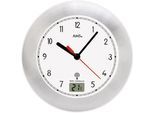 Funkwanduhr AMS "F5920", bunt (silberfarben, weiß), Wanduhren, B/H/L: 6cm, Quarzuhr,Wohnzimmer,Esszimmer,Küche,Arbeitszimmer,Büro,Flur