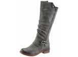 Winterstiefel RIEKER, Damen, Gr. 36, Varioschaft, grau, Nubuklederimitat, used, Schuhe Damenschuh Stiefel Winterstiefel Bikerstiefel, Langschaftstiefel, Warmfutter, mit Rieker TEX Membran