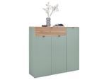 Voleo Schuhschrank, Grün, Eiche Artisan, Holzwerkstoff, 7 Fächer, 1 Schublade(n) Schubladen, 136x125x41 cm, Typenauswahl, Beimöbel erhältlich, stehend, Garderobe, Schuhaufbewahrung, Schuhschränke