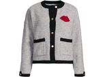 Lands' End Lulu Guinness Strickblazer, Damen, Grau, Polyester/Nylon/Polyester-Mischung, by Lands' End