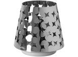 Windlicht FINK "Kerzenhalter LUMA", silber (silberfarben), H:19cm Ø:19cm, Edelstahl, Kerzenhalter, Windlicht, aus Edelstahl, mit ausgestanzten Cut-Outs
