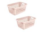 Wäschekorb KEEEPER "jost, 2er Set, 65 x 44 x 28 cm, 52 l", nordic pink, B:44cm H:28cm T:65cm, Kunststoff, Wäschesammler, Wäschekorb, praktische Griffe, platzsparend ineinander nestbar
