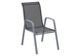 Ambia Garden Stapelstuhl , Schwarz, Silberfarben , Metall, Kunststoff, Textil , Flachrohr , 54x93x74 cm , stapelbar , Gartenmöbel, Gartensessel, Stapelsessel