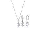 Schmuckset ELLI "Elegant Perle Kristalle 925 Silber", silber, Schmuck_Sets, Damen, onesize, Silber 925 (Sterlingsilber), Schmuckset