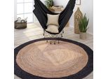 Teppich PACO HOME "Viborg 594", schwarz, H:6mm Ø:200cm, Jute, Teppiche, Teppich, Jute, Modern, Boho, Ethno, Handgefertigter Natur-Teppich