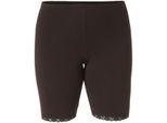 Radlerhose BASE LEVEL "KEILANI", Damen, Gr. 36, N-Gr, schwarz (schwarz, beige), Jersey, Obermaterial: 94% Viskose, 6% Elasthan, unifarben, Basic, figurbetont ca. Mitte Oberschenkel, Hosen Radlerhose, mit Spitzenborte