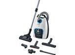 BOSCH Bodenstaubsauger "Serie 8 ProSilence BGB75XSIL, Hygiene-Filter, 10 Jahre Motorgarantie", weiß, B:32cm H:27,5cm T:48cm, Bodenstaubsauger, Hartbodendüse, XXL-Polsterdüse, langes Kabel, leise, weiß