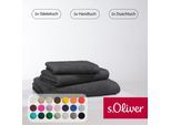 Handtuch Set S.OLIVER "s.Oliver, Premium Qualität, 600 gr/m²", schwarz, 3 Stk., Walkfrottier, Walkfrottier, Obermaterial: 100% Baumwolle, Handtuch-Sets, 1 Gästetuch 30x50 cm, 1 Handtuch 50x100 cm, 1 Duschtuch 70x140 cm