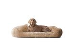 Tierlando PEDRO - Orthopädisches Hundebett mit kuscheligem Langflor beige 1,6 m, 22 cm, 1,1 m