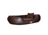 Tierlando Orthopädisches Hundebett LENNART VISCO PLUS Kunstleder und Velours braun 1,7 m, 35 cm, 1,1 m