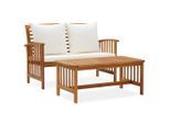 vidaXL 2-tlg. Garten-Lounge-Set mit Kissen Massivholz Akazie