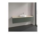 Villeroy und Boch Antao Waschtisch-Unterschrank L36153HL mit Beleuchtung, 2 Auszüge, 1600 x 360 x 500 mm, Front mit Struktur, Leaf Green Matt Lacquer / Botticino