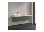 Villeroy und Boch Antao Waschtisch-Unterschrank L37153HL mit Beleuchtung, 2 Auszüge, 1600 x 360 x 500 mm, Front mit Struktur, Leaf Green Matt Lacquer / Botticino