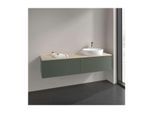 Villeroy und Boch Antao Waschtisch-Unterschrank L38053HL mit Beleuchtung, 2 Auszüge, 1600 x 360 x 500 mm, Front ohne Struktur, Leaf Green Matt Lacquer / Botticino