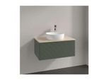 Villeroy und Boch Antao Waschtisch-Unterschrank K30153HL 80x36x50cm, Hahnloch, Waschbeckenplattenfarbe botticino, leaf green matt lacquer