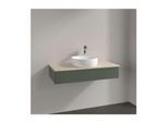 Villeroy und Boch Antao Waschtisch-Unterschrank L09053HL mit Beleuchtung, 1 Auszug, 1000 x 190 x 500 mm, Front ohne Struktur, Leaf Green Matt Lacquer / Botticino