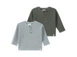 2 Baby Langarmshirts aus Waffel-Piqué