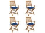 vidaXL Klappbare Gartenstühle 4 Stk. mit Kissen Massivholz Akazie