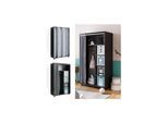Vicco mobiler Kinderkleiderschrank Dielenschrank Garderobe Doros Grau modern 100 x 168 cm Faltboxen offen rollbar