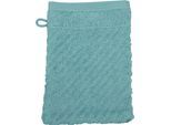 Waschhandschuh ROSS "Smart", blau (lagune), B:16cm L:21cm, Frottier, Handtücher, Uni-Rippe mit Velourslabel