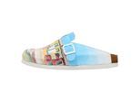 Hausschuh DOGO "Comfie Pantoletten Hausschuhe Burano Island Damen Sandalen", Damen, Gr. 41, Normalschaft, blau, Lederimitat, Schuhe Hausschuh, Handgefertigt