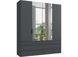 Falttürenschrank WIMEX "Oxford by fresh to go, in der Breite 200cm, in 2 Höhen erhältlich", grau (grafit), Schränke, Kinder, Grafit, B/H/T: 200cm x 236cm x 58cm, Schubladen: 6 Stk. Türen: 4 Stk. mit Spiegel, Holzwerkstoff, mit hochwertigen Falttüren für den perfekten Überblick, B:200cm H:236cm T:58cm