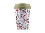 Coffee-to-go-Becher "BioLoco Easy Cup Flowers and birds 350 ml", bunt, Trinkgefässe, 350ml, Polypropylen, Silikon, Coffee-to-go-Becher