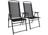 VCM 2er Set Gartenstuhl Stuhl-Maße ca. H. 105 x B. 61 x T. 56 cm Hochlehner gespanntes Netzgewebe garantiert bequemes Sitzen Metall Hochlehner Balkonstuhl Garlos
