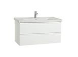 VCM 2-tlg. Waschplatz Waschtisch Unterschrank 100 cm Badmöbel Set mit Waschbecken grifflose Schubladen Komplettset Silora XL