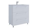 VCM 2-tlg. Waschplatz Waschtisch Waschbecken Unterschrank Breite 80 cm Badmöbel Set stehend 3 Schubladen Badinos