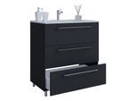 VCM 2-tlg. Waschplatz Waschtisch Waschbecken Unterschrank Breite 60 cm Badmöbel Set stehend 3 Schubladen Badinos