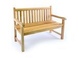 VCM 2-Sitzer Gartenbank Parkbank hochwertig massiv Teak Holz natur handgefertigte Landhausstil braun Maße L. 120 x B. 62 x T. 50 cm