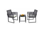 VCM 3-teilig Gartenmöbel Set, 2 Loungesessel mit Auflagen & Tisch 45x45 cm, Metall & Polyrattan Optik, Outdoor geeignet für Balkon & Terrasse - Fidola