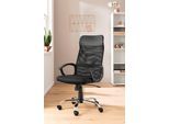 Bürostuhl OTTO HOME "Kirsten, Schreibtischstuhl", schwarz (schwarz, chromfarben, schwarz), B:62cm H:118cm T:62cm, Stühle, Bürostuhl, mit atmungsaktivem Stoff im Rücken