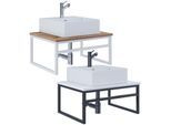 VCM 2-tlg. Waschplatz Waschtisch Badmöbel Set Waschbecken Holz Metall Industrial Style Bitila 60