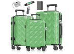 KESSER® Reisekoffer Set 3-teilig Kofferset ABS Hartschalenkoffer mit Zahlenschloss, Kofferwaage & Reisebrieftasche 360° Rollen Handgepäck & große Koffer für Business & Reise Trolley