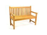 VCM 2-Sitzer Gartenbank Parkbank hochwertig massiv Teak Holz behandelt handgefertigte Landhausstil braun Maße L. 120 x B. 62 x T. 50 cm