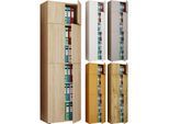 VCM XXL Büroschrank mit 5 Fächern und einem Aufsatz moderner Aktenschrank mit Drehtüren Maße ca. H. 223 x B. 70 x T. 39 cm – Lona 5-Fach