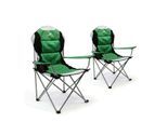 VCM 2er Set Deluxe Campingstuhl grün schwarz gepolstert klappbar Armlehne mit Getränkehalter Maße L 57cm x B 90cm x H 110 cm