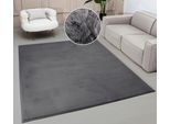 Fellteppich MY HOME "Balu, Kunstfellteppich, Modern, Langflor Teppich" Gr. 5, grau (anthrazit), B:180cm H:20mm L:180cm, Kunstfaser, Teppiche, Fellteppich, Kaninchenfell-Haptik, kuschelig, weich, Wohnzimmer, Schlafzimmer
