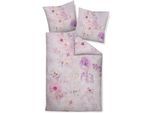 Bettwäsche JANINE "modern art S 42165 01", rosa, B/L: 155cm x 200cm, 1 Stk., 1 Stk., Mako-Satin, B/L: 80cm x 80cm, Mako-Satin, Obermaterial: 100% Baumwolle, Bettwäsche, Bettwäsche, mit Reißverschluss