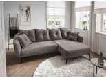 Ecksofa HOME AFFAIRE "Baggio Stellmaße 277/162 cm, modern & elegant, hoher Fuß", grau, braun, B:277cm T:162cm, 100% Polyester, Sofas, Ecksofa, L-Form, schwarze Metallfüße