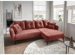 Ecksofa HOME AFFAIRE "Baggio Stellmaße 277/162 cm, modern & elegant, hoher Fuß", koralle, B:277cm T:162cm, 100% Polyester, Sofas, Ecksofa, L-Form, schwarze Metallfüße