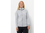 Fleecejacke JACK WOLFSKIN "KOLBENBERG HOODED FZ W", Damen, Gr. XL (46), grau (cool, grau), Obermaterial: 95% Polyester, 5% Elastan; Futter: 100% Polyester, Jacken Fleecejacke