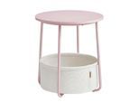 Boxxx Beistelltisch, Rosa, Weiß, Holz, Metall, Textil, Recyclingholz, rund, Rundrohr, 45x51x45 cm, Stauraum, offenes Fach, Wohnzimmer, Wohnzimmertische, Beistelltische, Beistelltische Metall